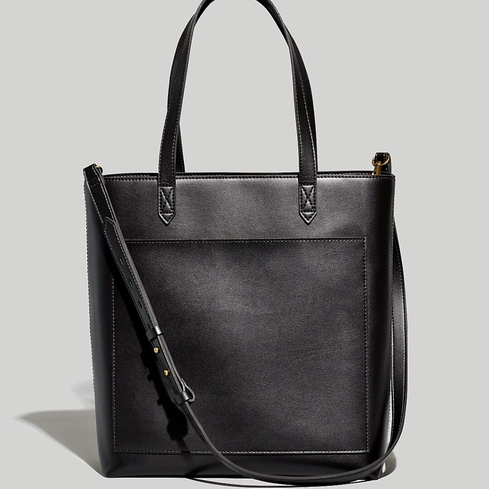 Madewell Medium Transport Tote, Cactus Faux Leather in Black